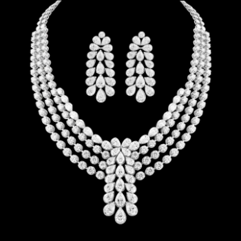 Lab-Grown Pear & Round Diamond Bridal Necklace Set